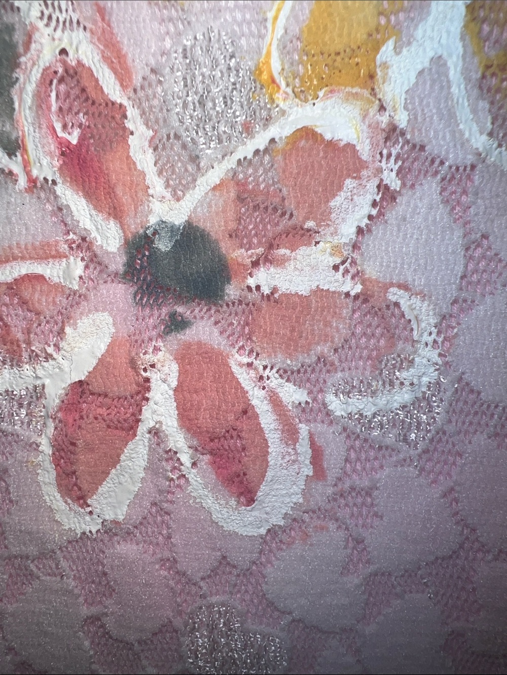Vintage Pink  Lace Floral Set Handpainted In Cape Town South Africa. Sz 2​ - Picture 4 of 8